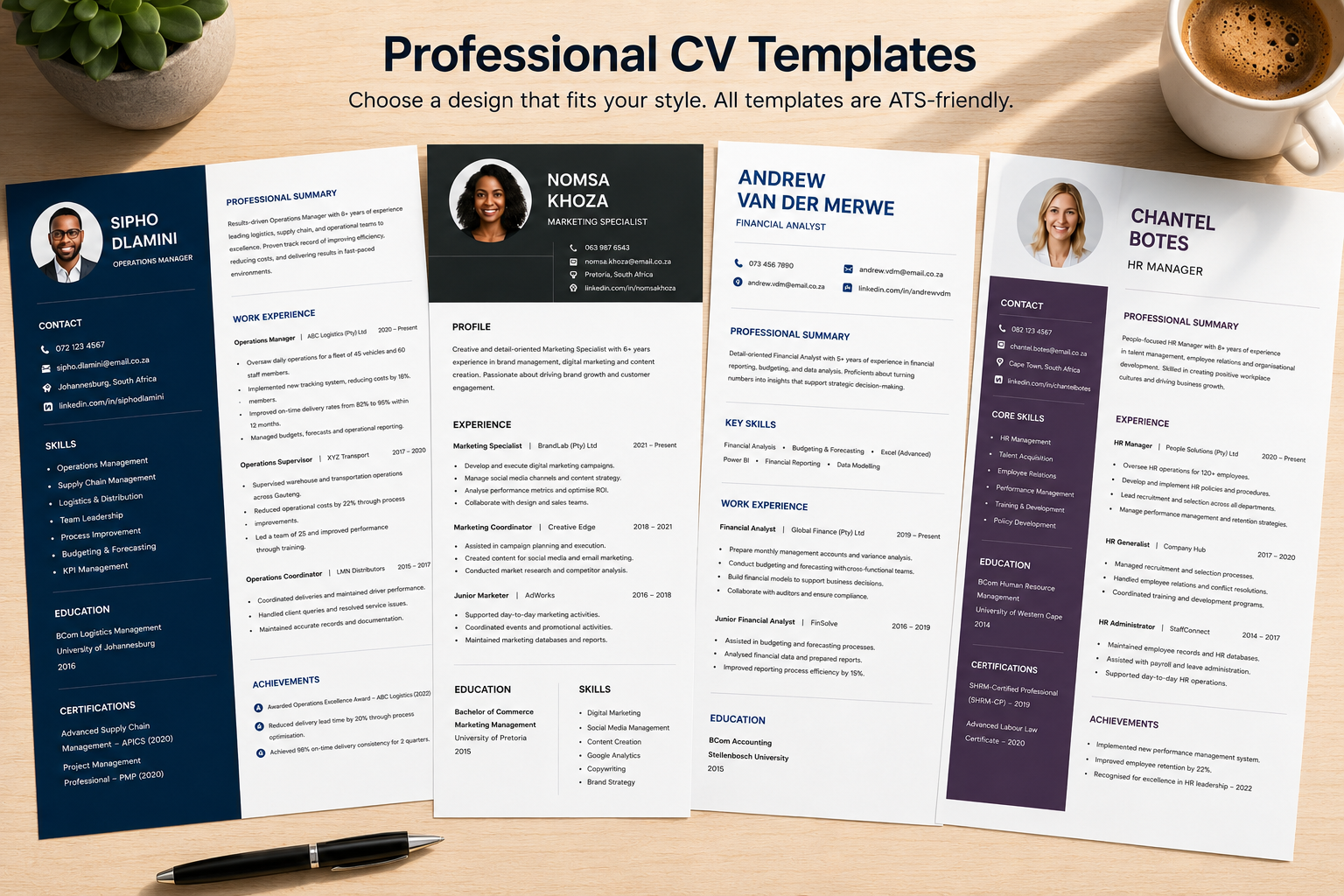 Professional CV templates showcase
